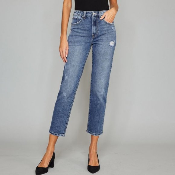 High Rise Slim Straight Jean - Picture 1 of 5